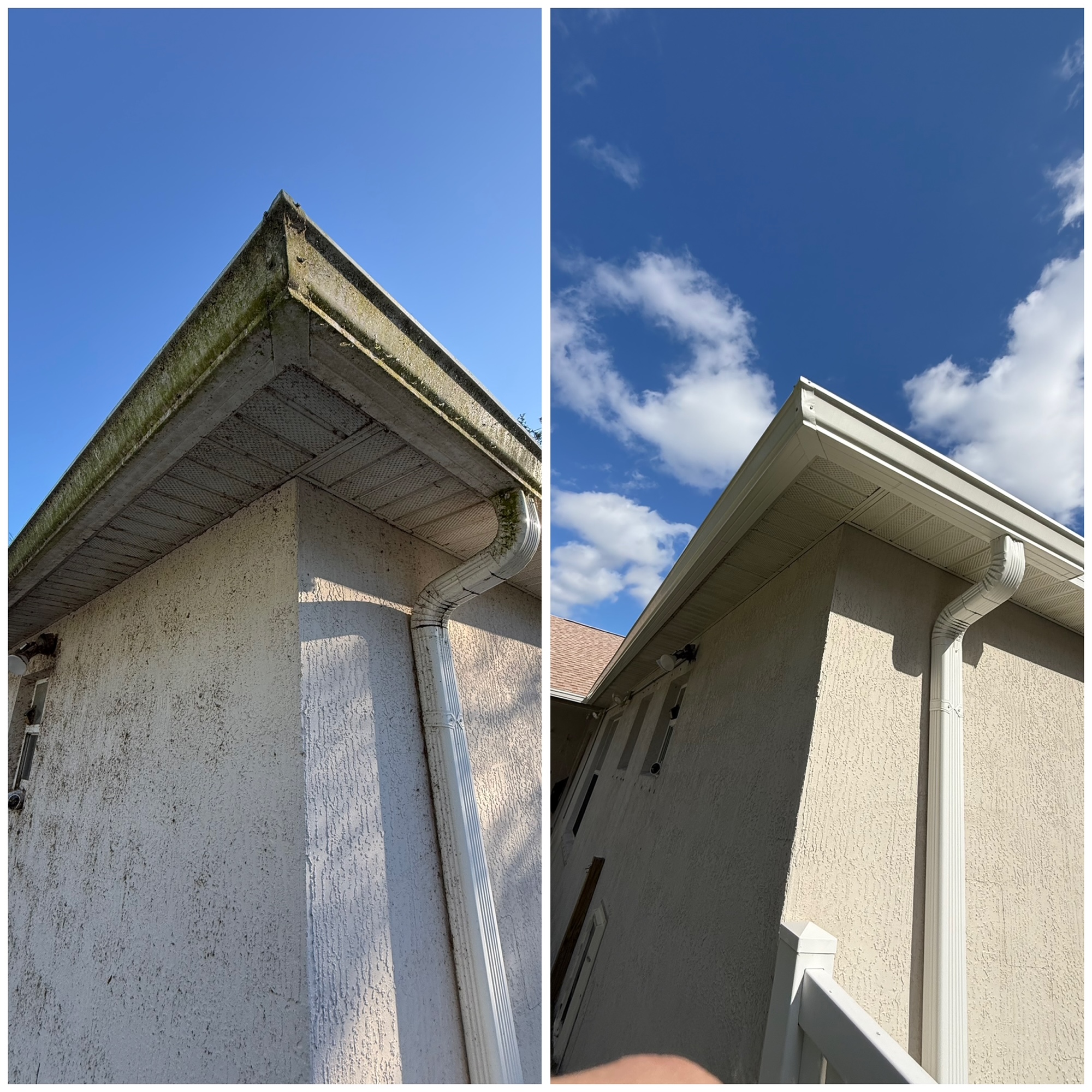 Before and after house and gutter washing in Melbourne, FL